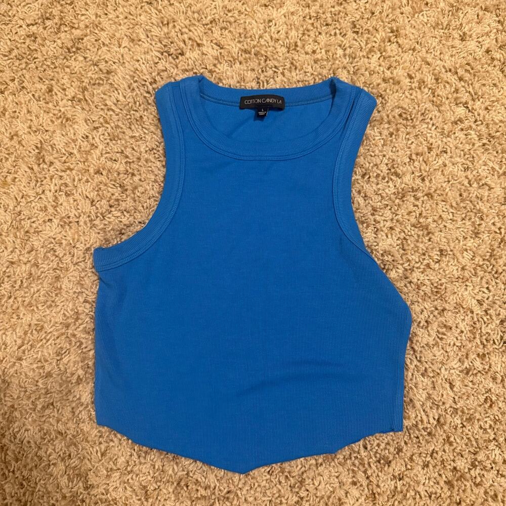 Cotton Candy Royal Blue Ribbed Cropped Tank